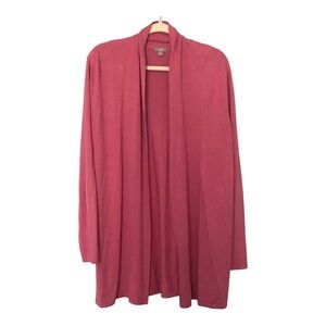 J Jill Silk Cashmere Cotton Blend Pink Open Front Sweater Cardigan Size L